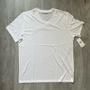 GUESS Men's White V-Neck T-Shirt